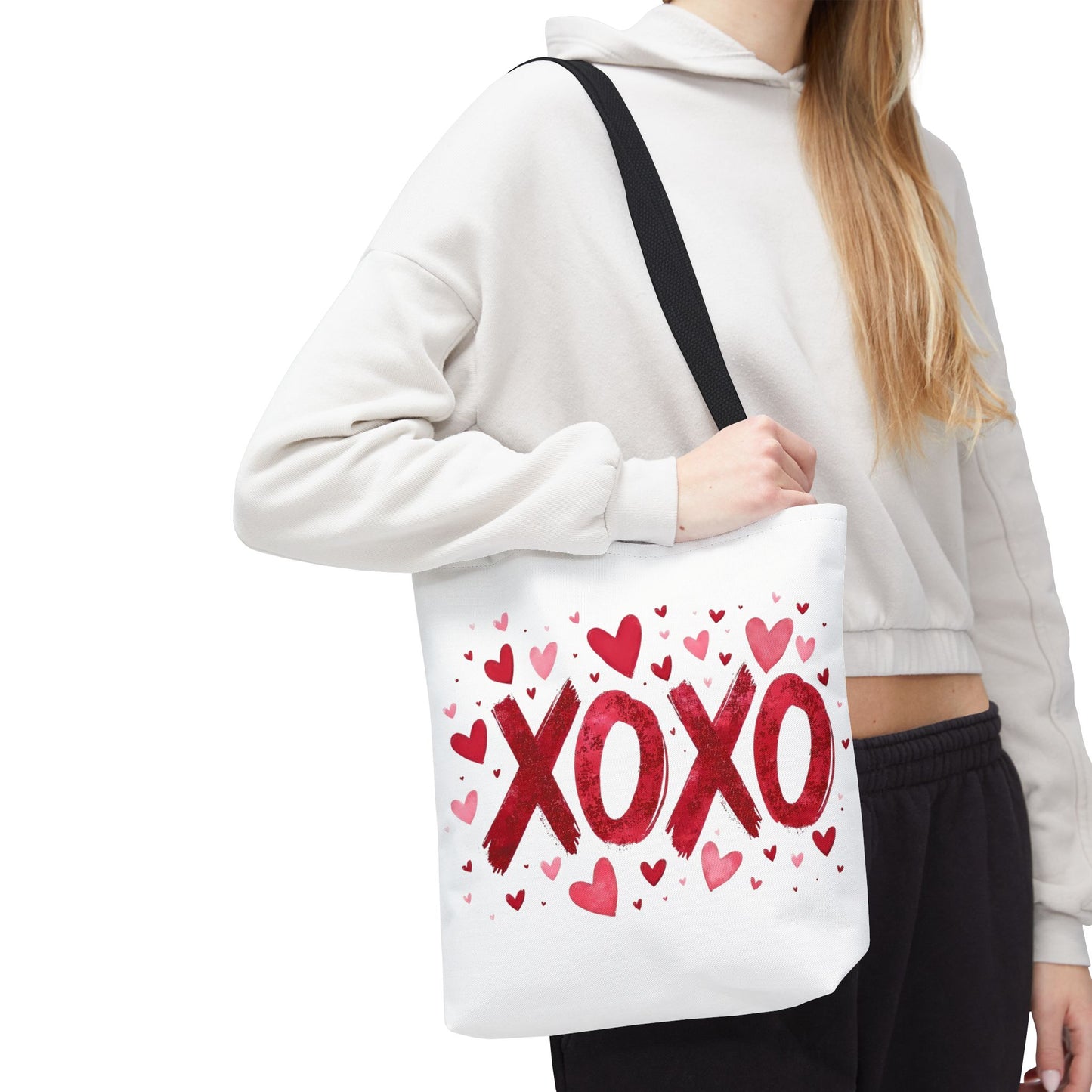 XOXO Hearts Tote Bag - Stylish Reusable Shopping Bag for Valentine's Day and Everyday Use