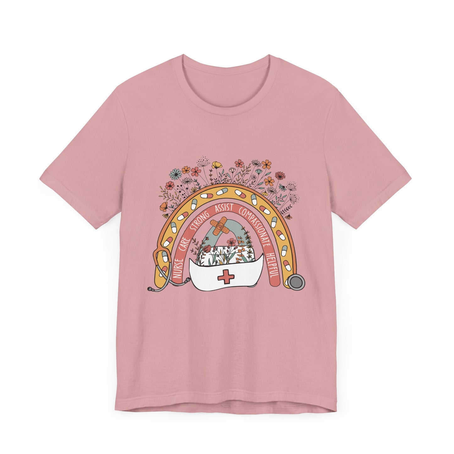 Floral Nurse Support Tee - Unisex Jersey Short Sleeve
