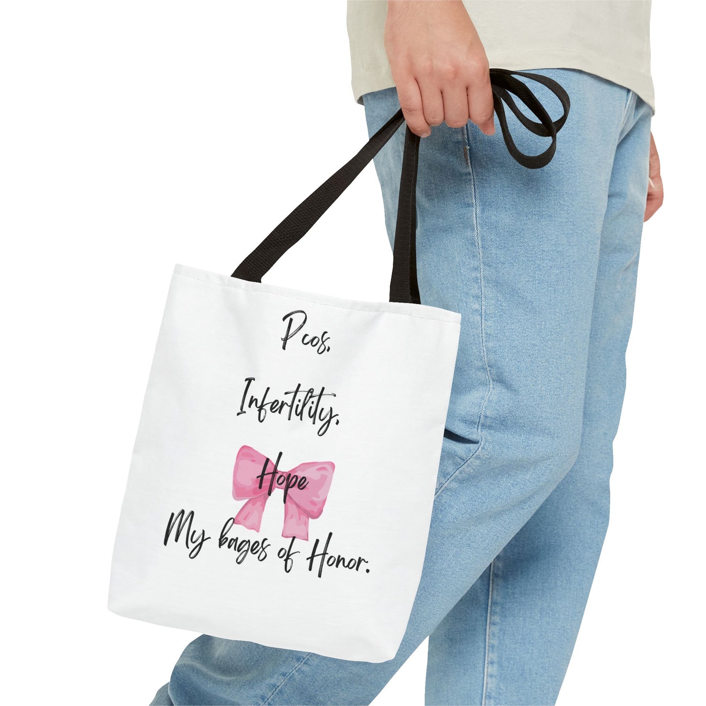 PCOS Awareness Tote Bag | Infertility Support | Pink Bow Design