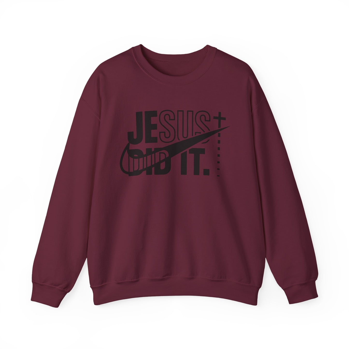 Jesus Did It Crewneck Sweatshirt — Christian Faith Graphic Pullover