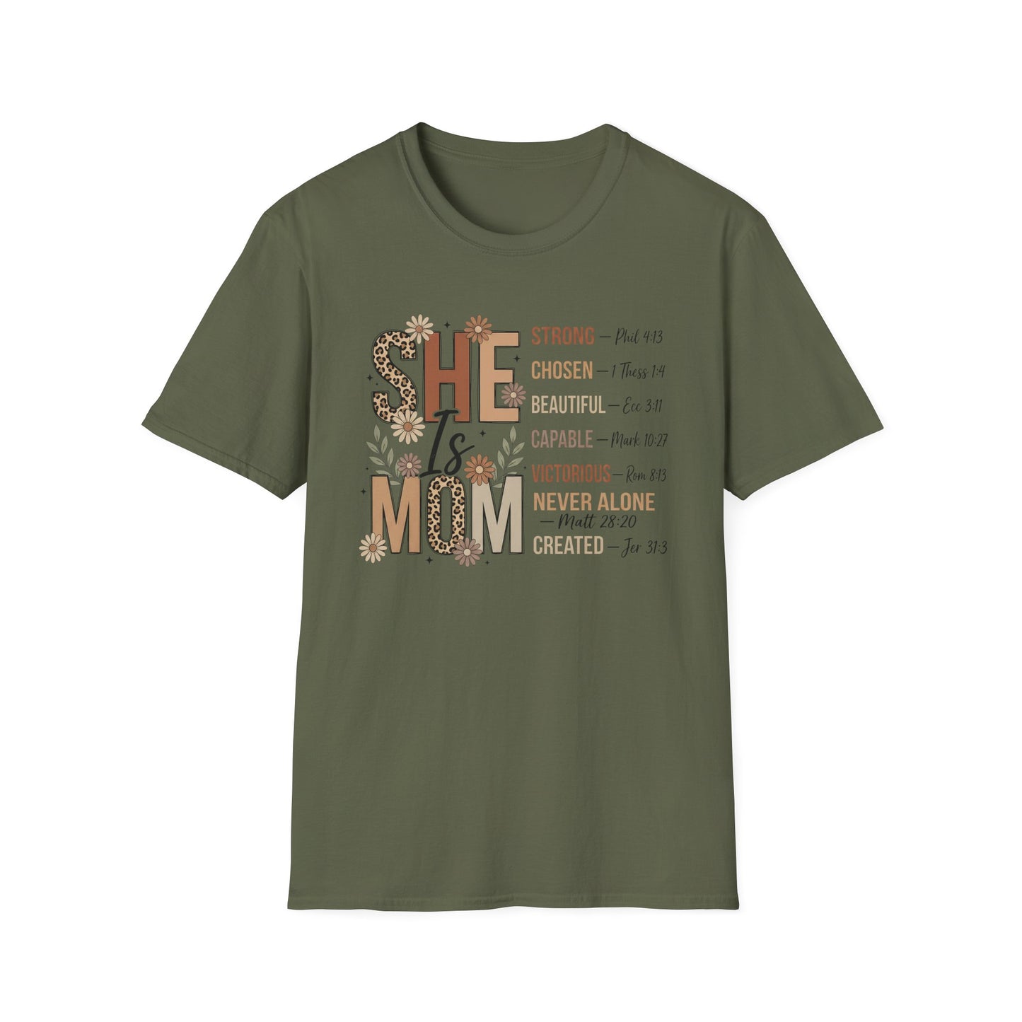 She Is Mom Inspirational Scripture T-Shirt — “She Is” Faith-Based Mother's Day Tee