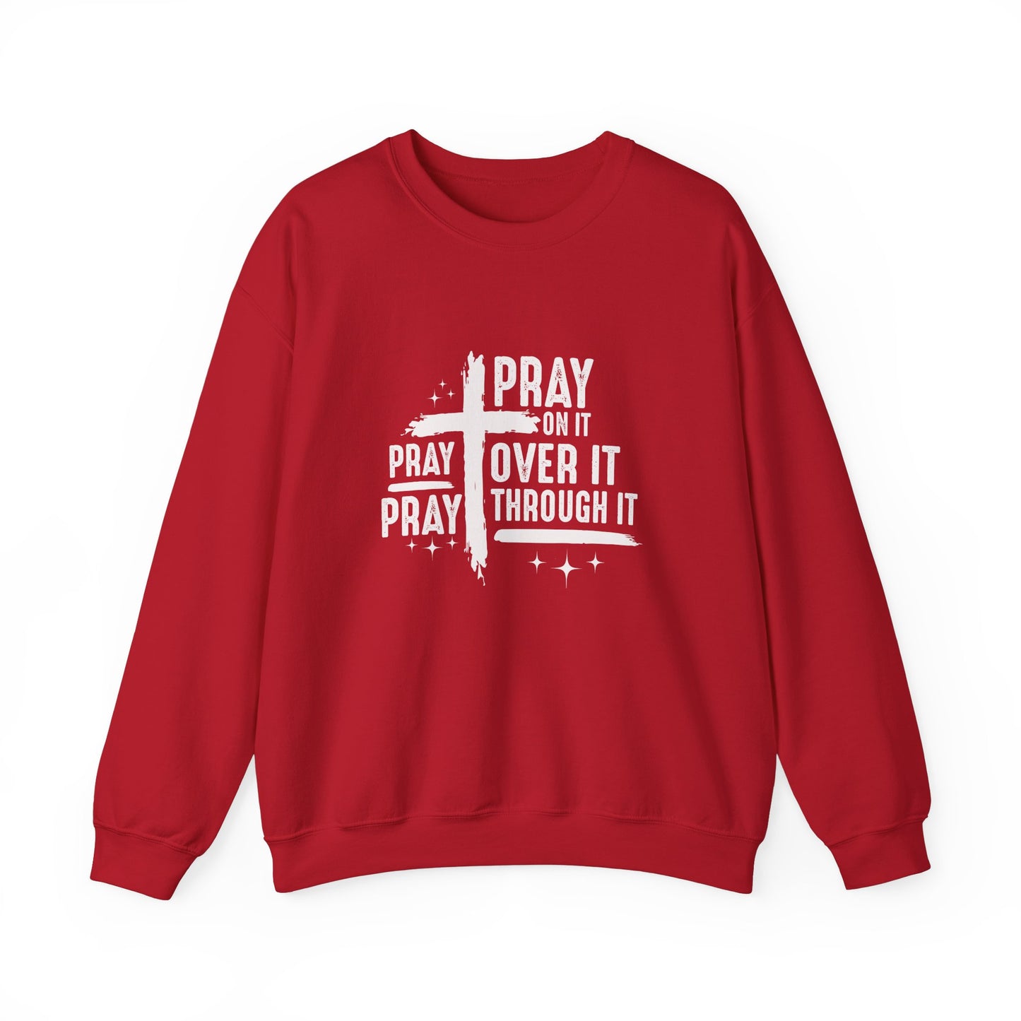Faith-Inspired Unisex Crewneck Sweatshirt - 'Pray on it, Pray over it, Pray through it'