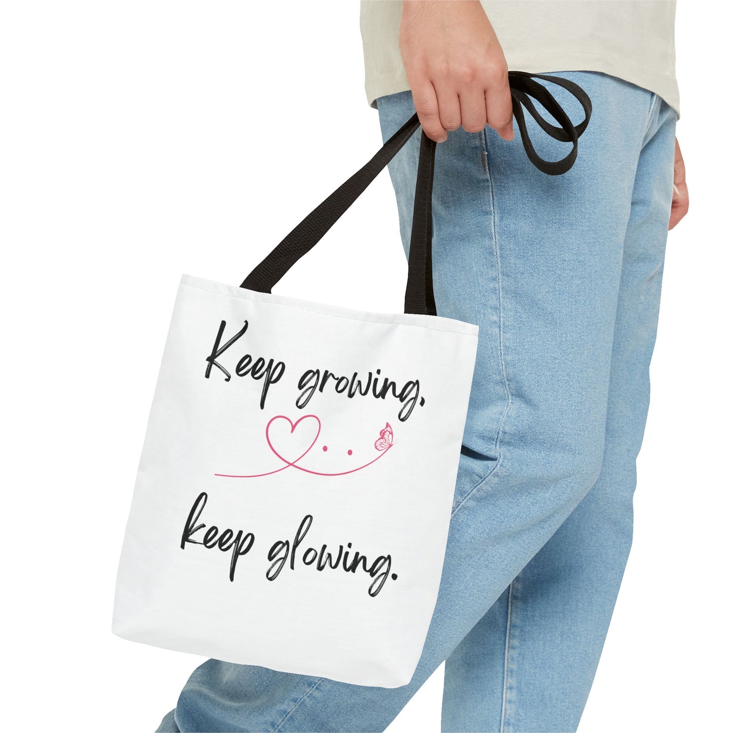 Inspirational Tote Bag - "Keep Growing, Keep Glowing"