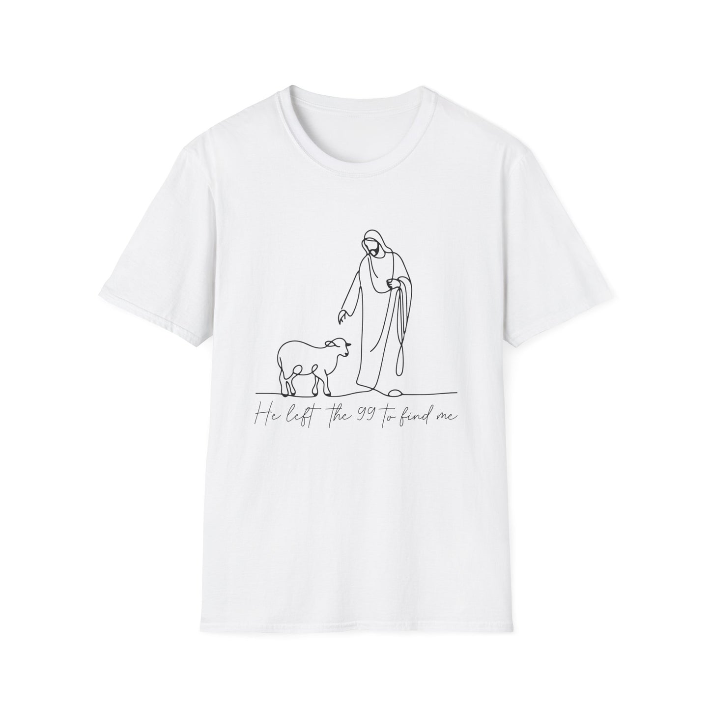 Christian Shepherd T-Shirt – "He Left the 99 to Find Me" Minimal Line Art