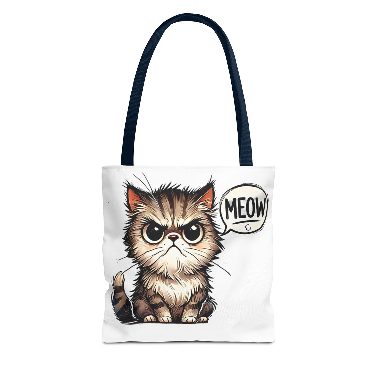 Adorable Cat Print Tote Bag - 'Meow' Design for Cat Lovers