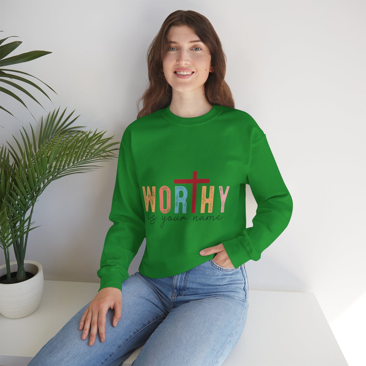 Worthy Unisex Heavy Blend Crewneck Sweatshirt - Inspirational Faith Apparel
