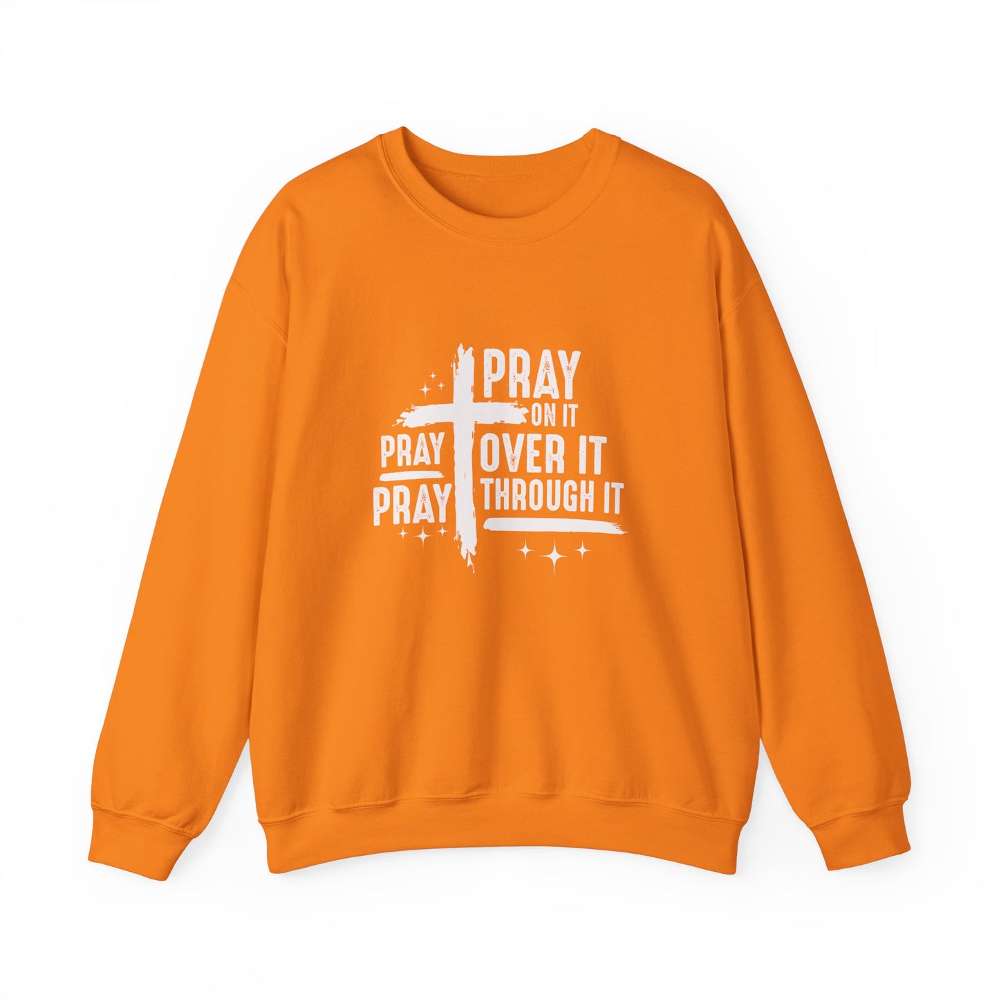 Faith-Inspired Unisex Crewneck Sweatshirt - 'Pray on it, Pray over it, Pray through it'