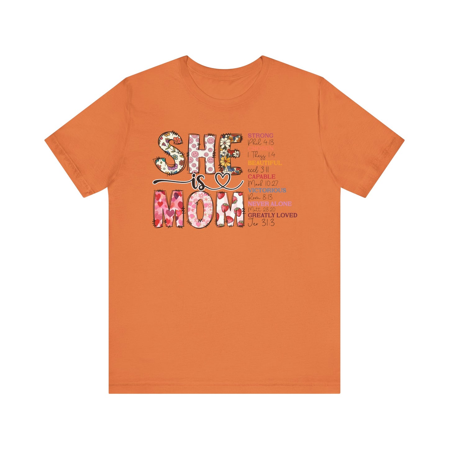 Empowering Unisex Mom Tee - "She is Mom" Floral Design