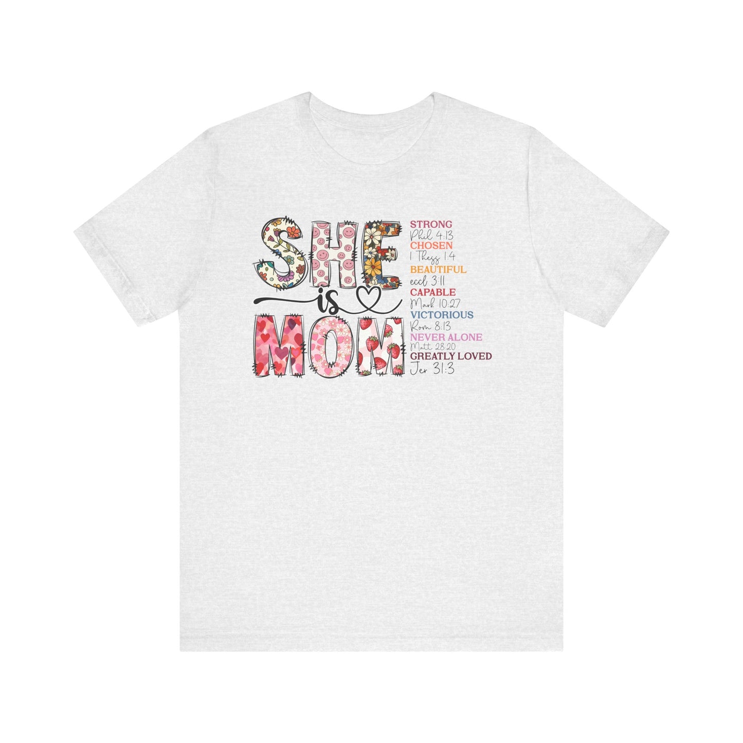 Empowering Unisex Mom Tee - "She is Mom" Floral Design