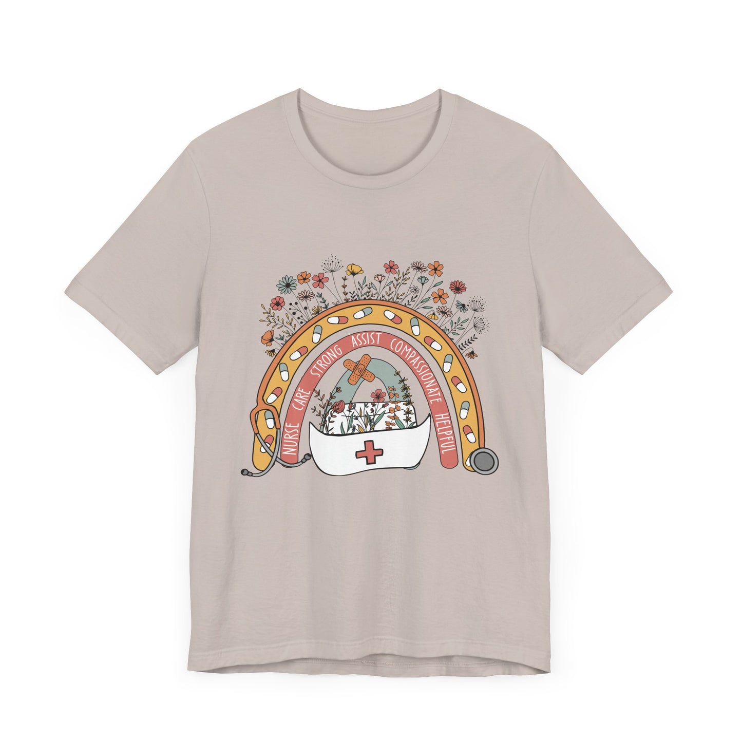 Floral Nurse Support Tee - Unisex Jersey Short Sleeve