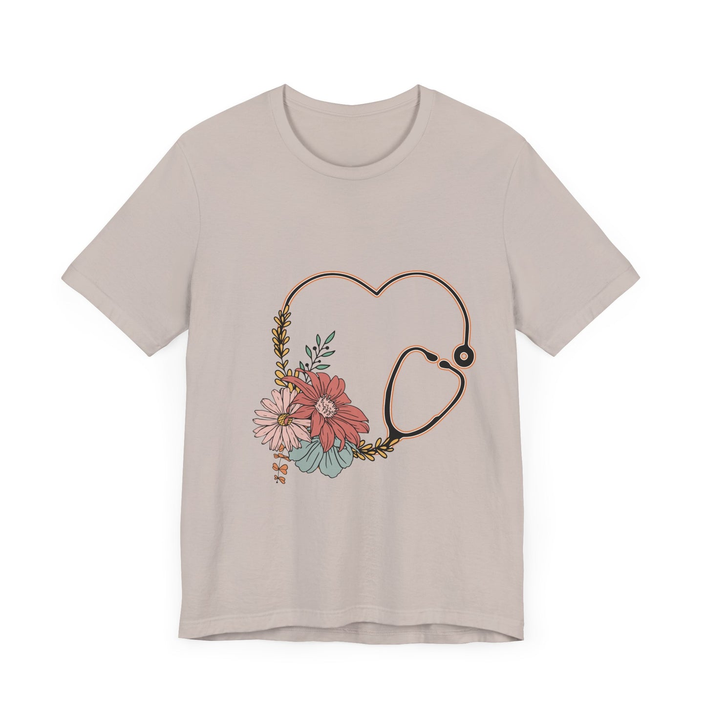 Floral Stethoscope Unisex Jersey Tee - Perfect Gift for Healthcare Workers