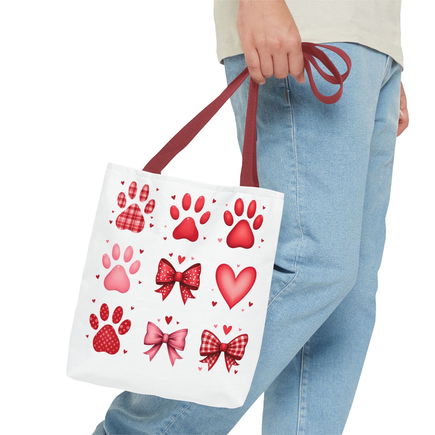 Cute Love and Paw Print Tote Bag - Perfect for Pet Lovers