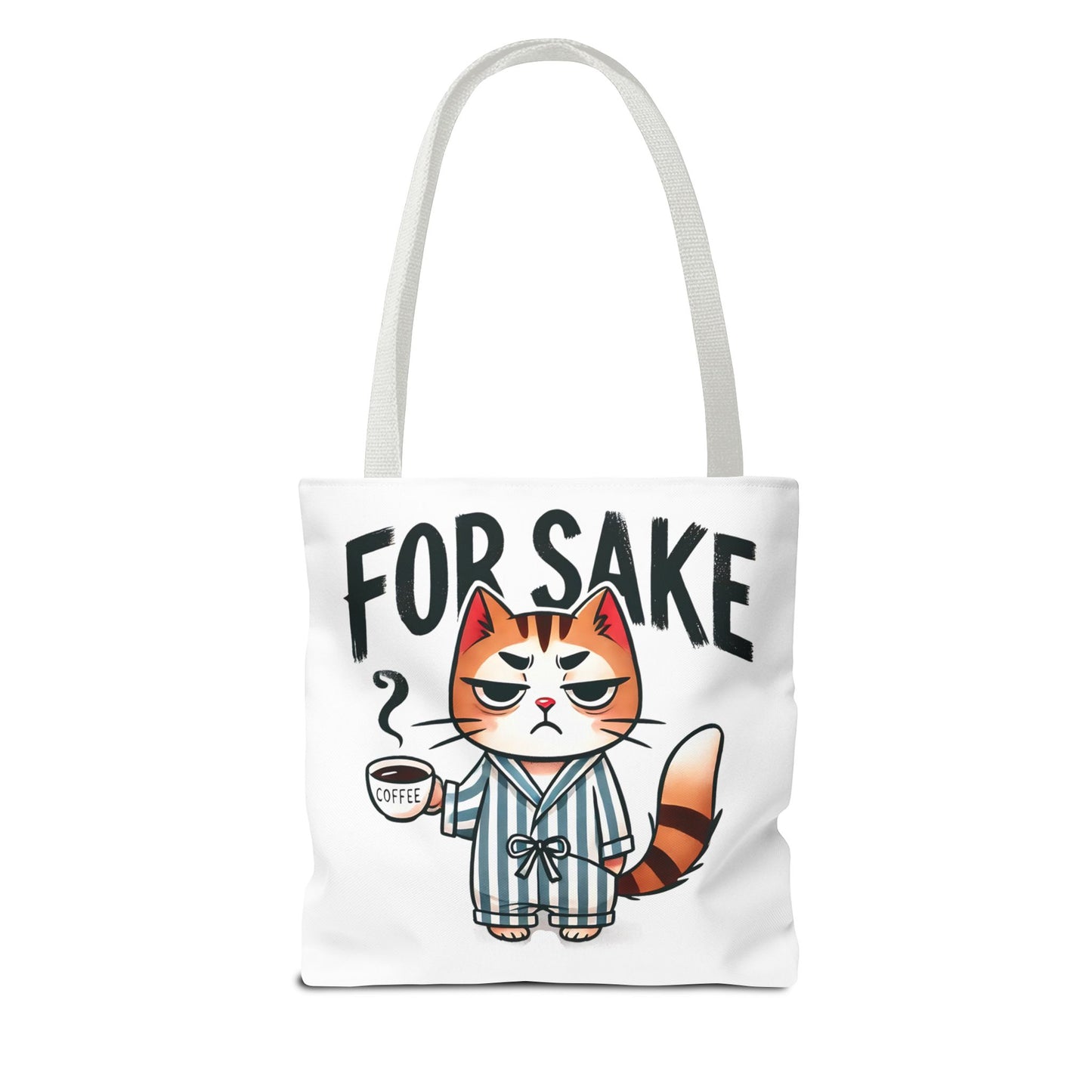 Funny Cat Coffee Tote Bag - 'For Sake' Design - Perfect Gift for Cat Lovers