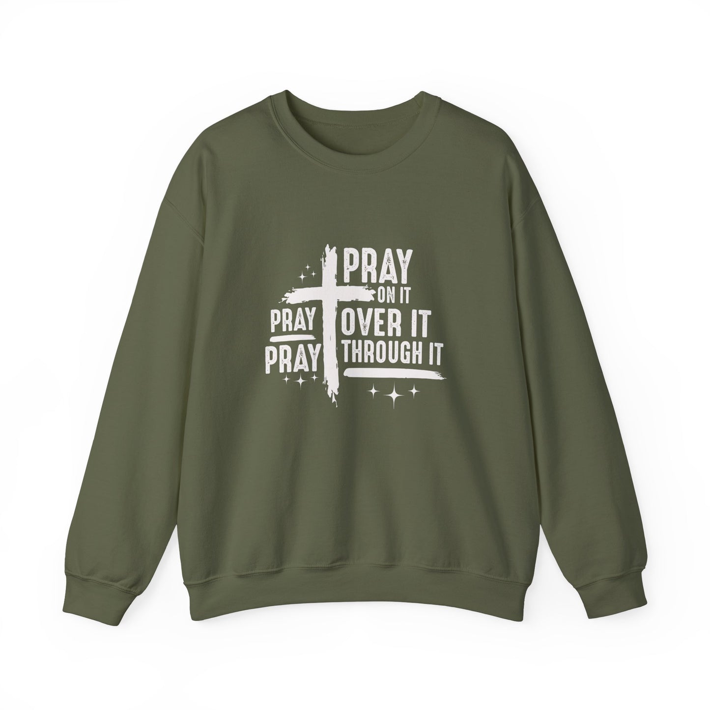 Faith-Inspired Unisex Crewneck Sweatshirt - 'Pray on it, Pray over it, Pray through it'
