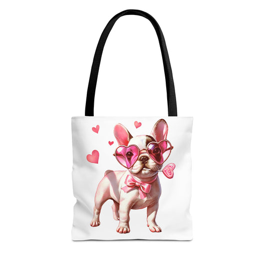 Cute French Bulldog Tote Bag with Hearts - Perfect for Dog Lovers