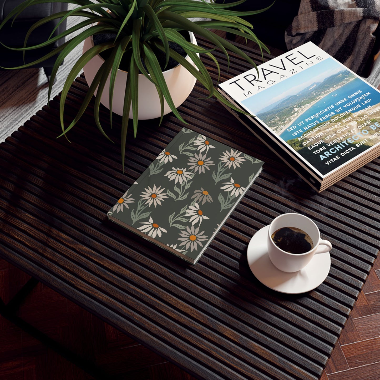 Floral Hard Backed Journal - Elegant Green Design for Nature Lovers