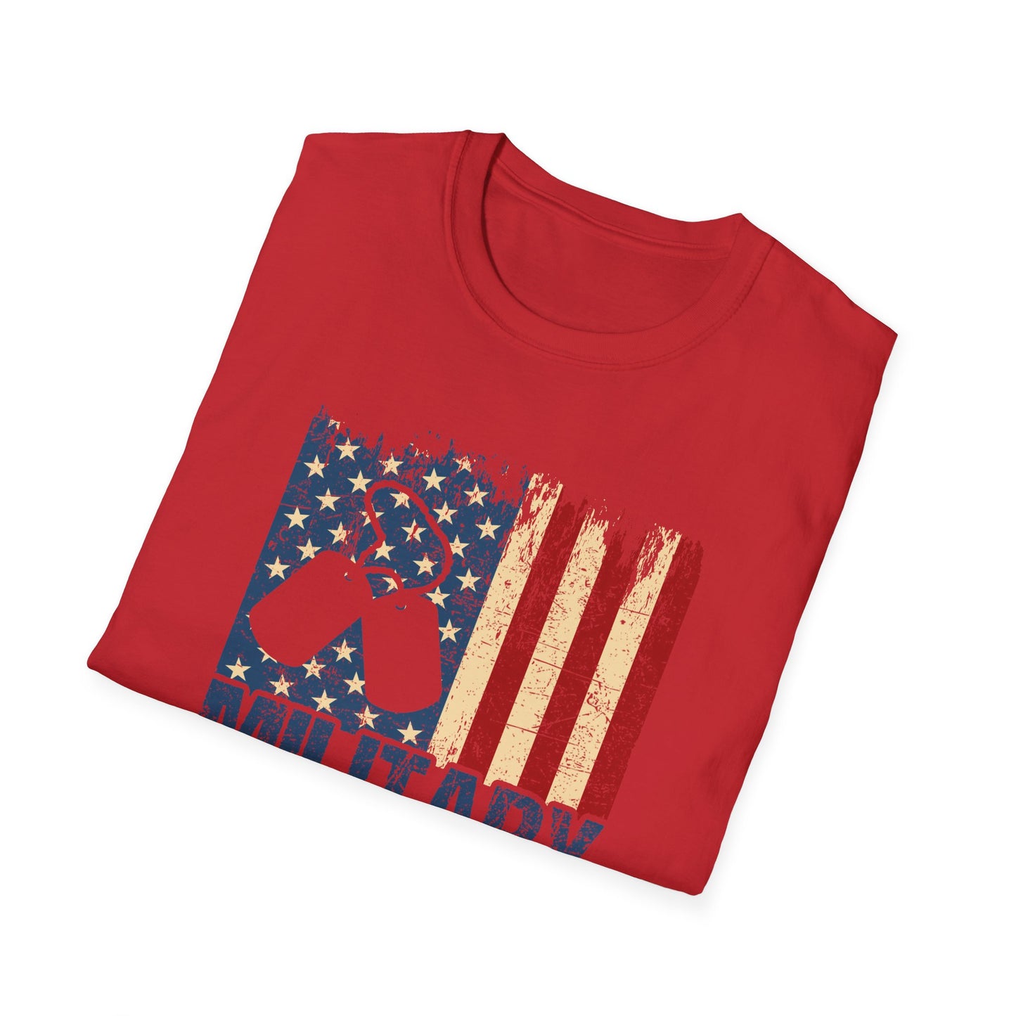 Military Mom T-Shirt – Distressed American Flag & Dog Tag Patriotic Tee
