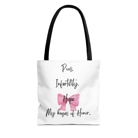 PCOS Awareness Tote Bag | Infertility Support | Pink Bow Design