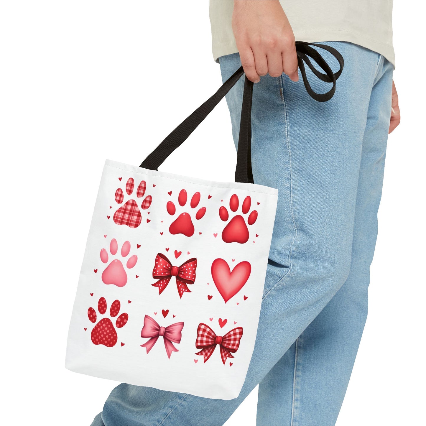 Cute Love and Paw Print Tote Bag - Perfect for Pet Lovers