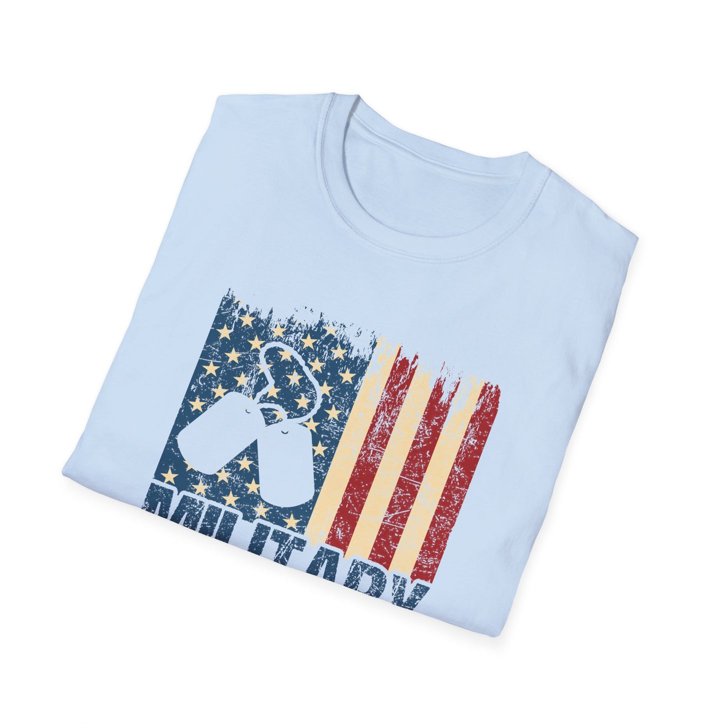 Military Mom T-Shirt – Distressed American Flag & Dog Tag Patriotic Tee