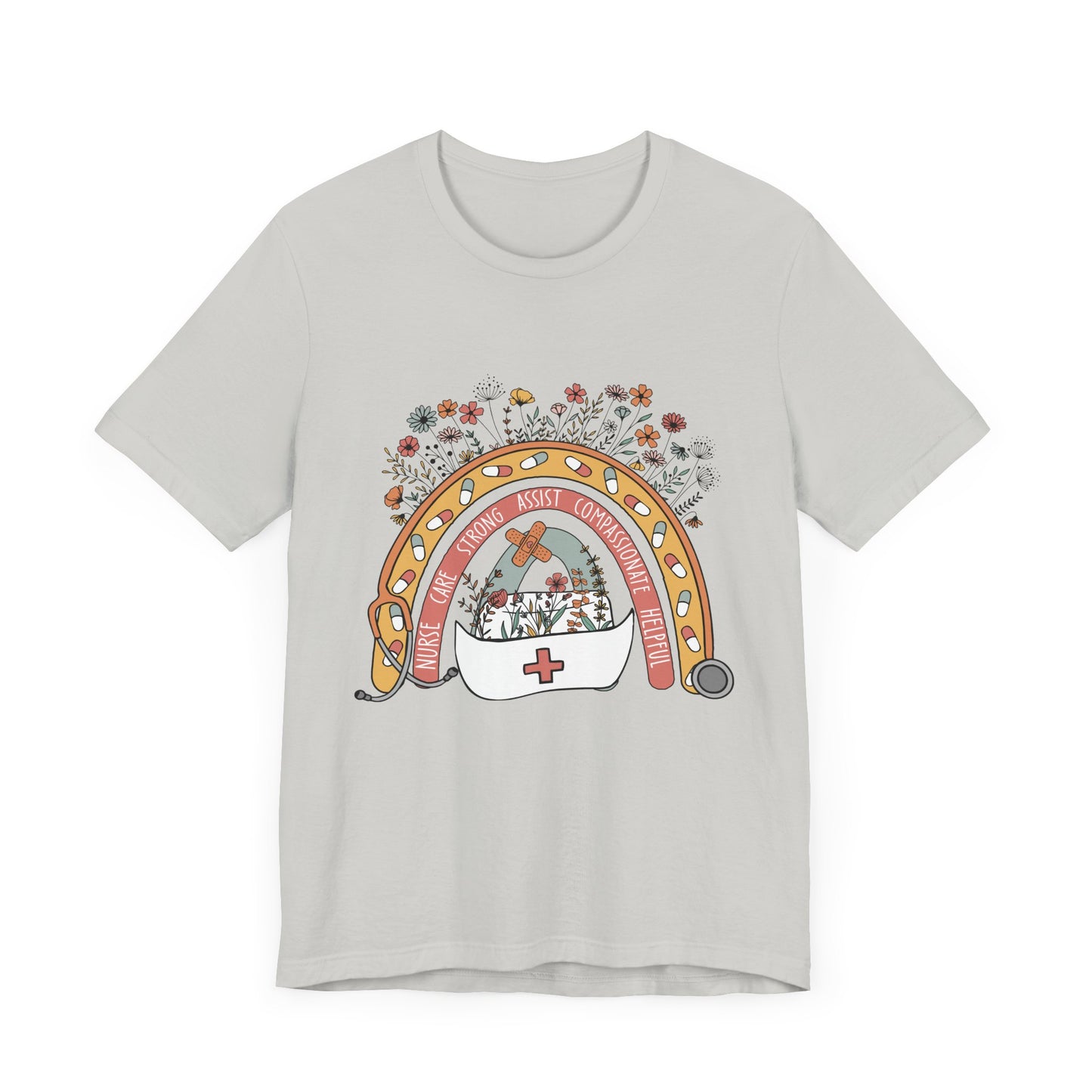 Floral Nurse Support Tee - Unisex Jersey Short Sleeve