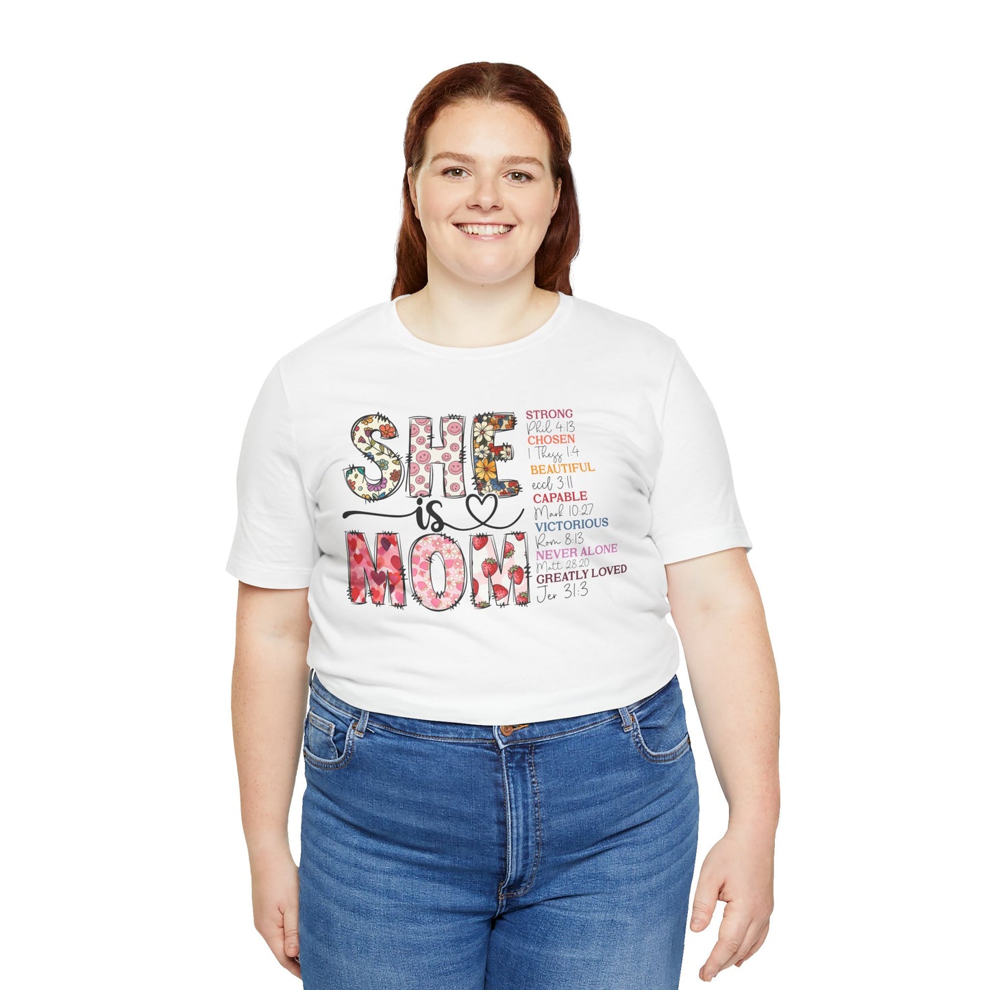 Empowering Unisex Mom Tee - "She is Mom" Floral Design