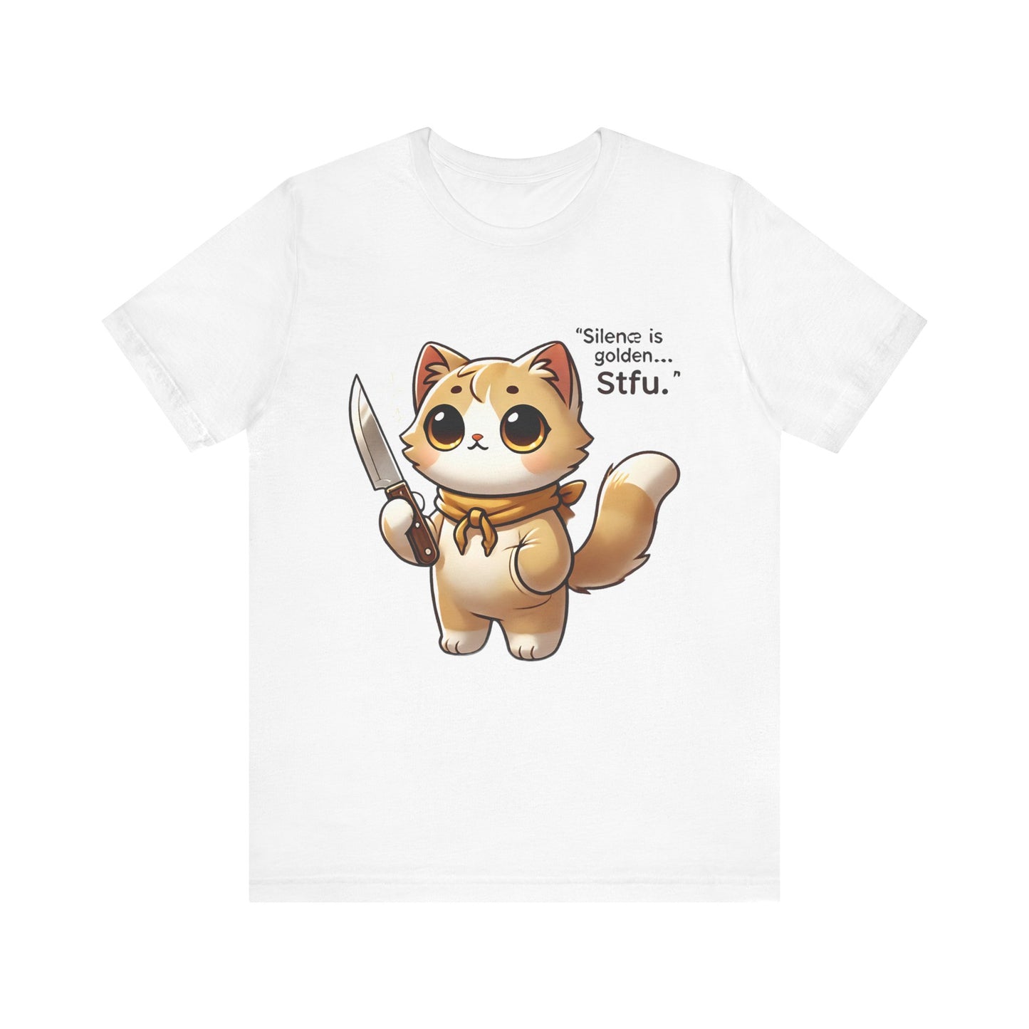 Cute Cat Graphic Tee - "Silence is Golden... Stfu"