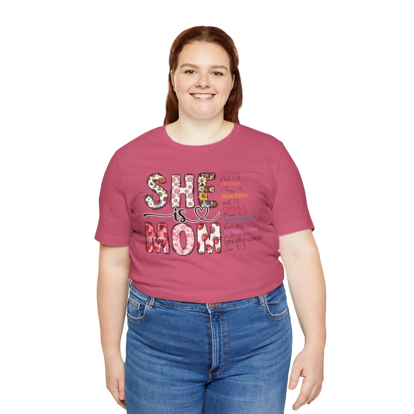 Empowering Unisex Mom Tee - "She is Mom" Floral Design