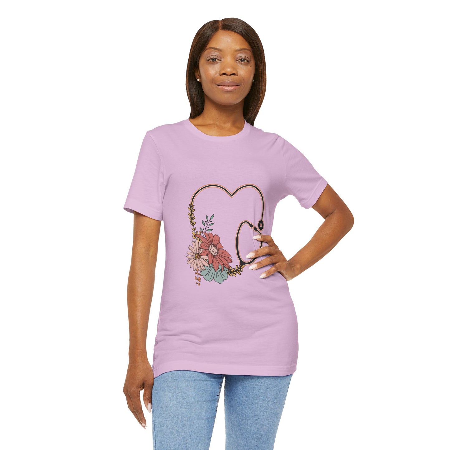 Floral Stethoscope Unisex Jersey Tee - Perfect Gift for Healthcare Workers