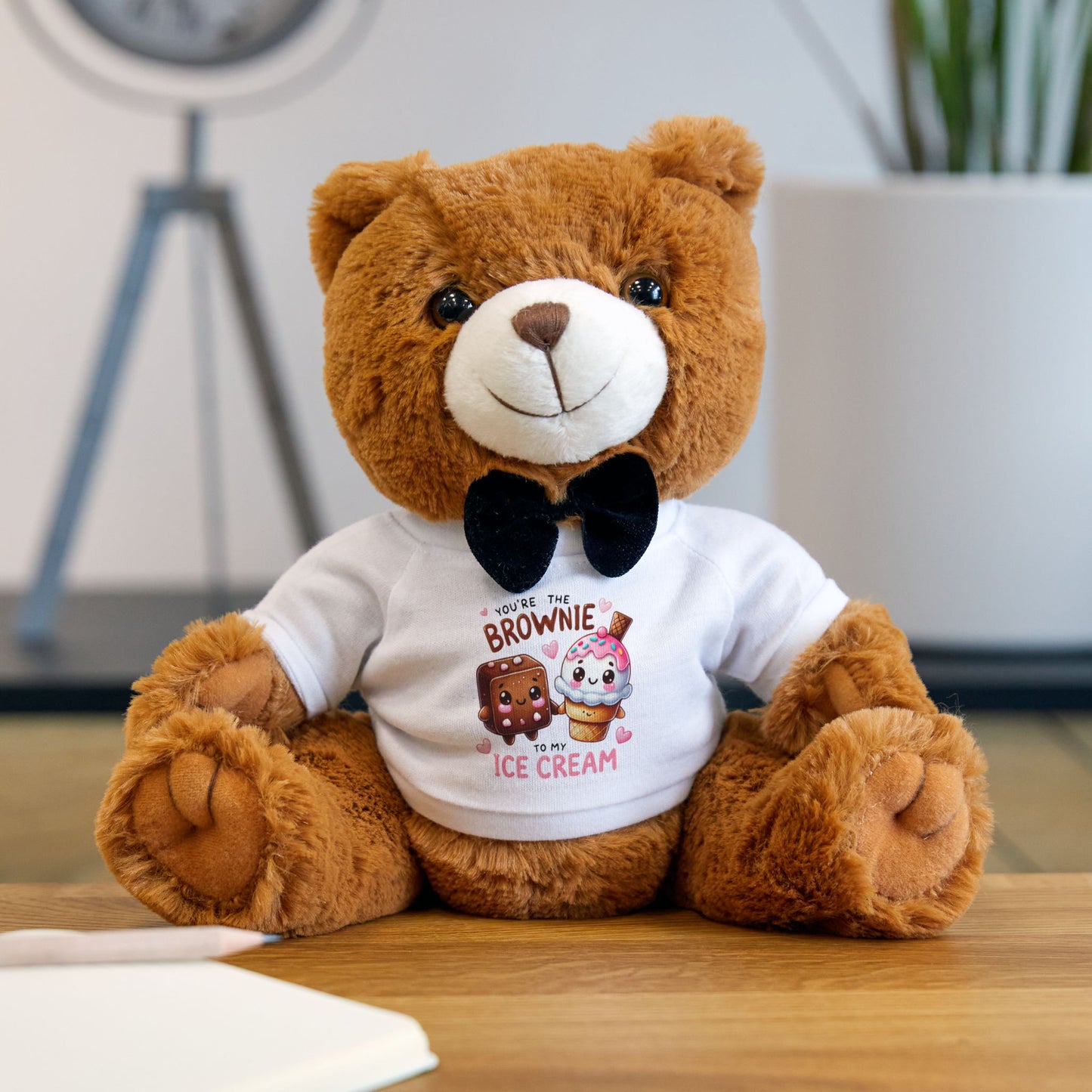 Cute Teddy Bear Plush with Ice Cream T-Shirt - Perfect Gift for Kids & Celebrations