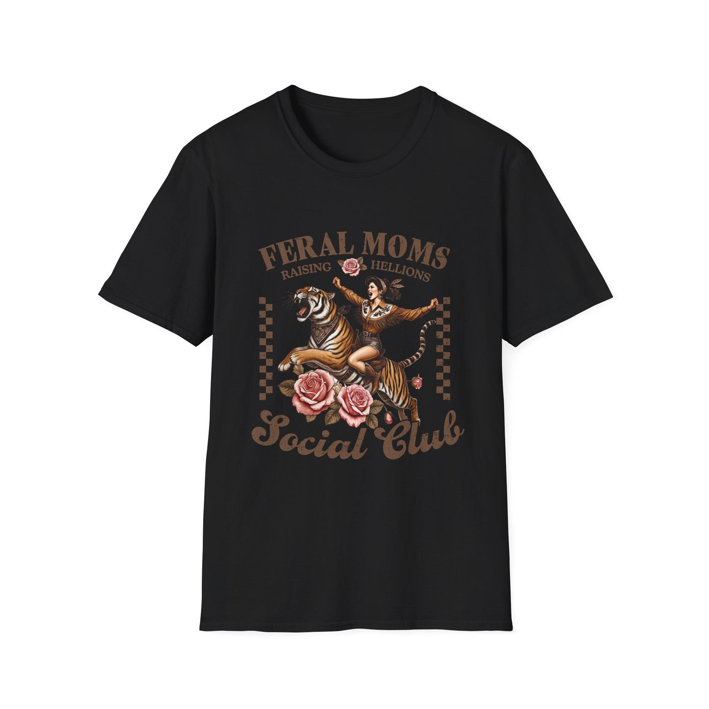 Feral Moms Social Club T‑Shirt — Raising Hellions Vintage Tattoo Floral Design
