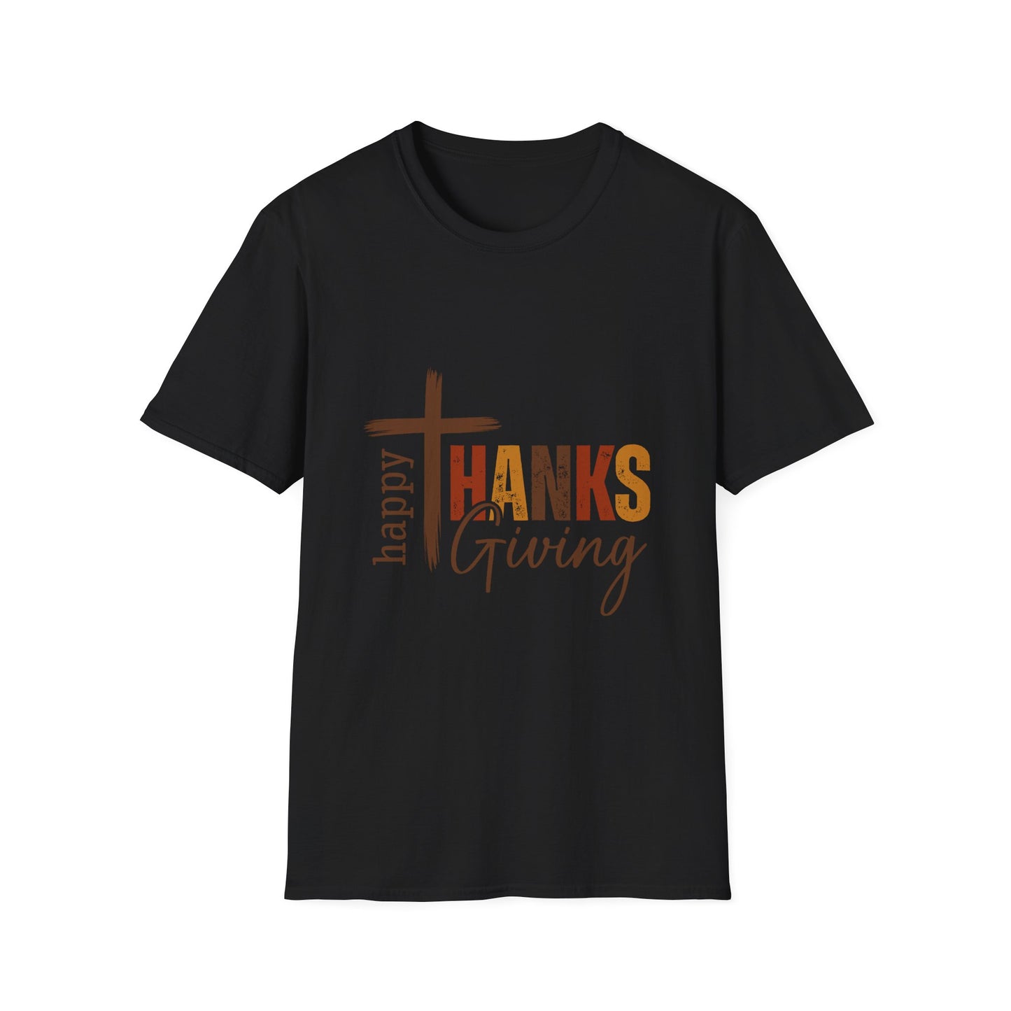 Thanksgiving Cross T‑Shirt — "Happy Thanksgiving" Faithful Fall Tee
