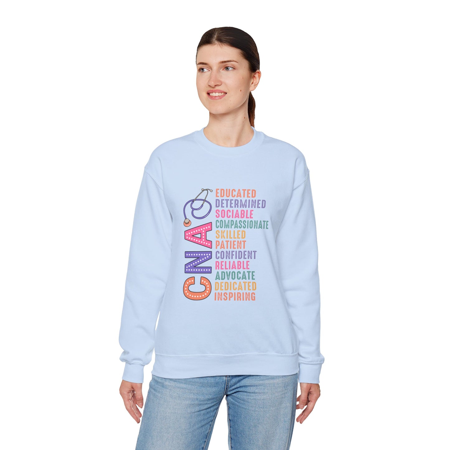 CNA Pride Crewneck Sweatshirt - Empowering Words for Caring Professionals