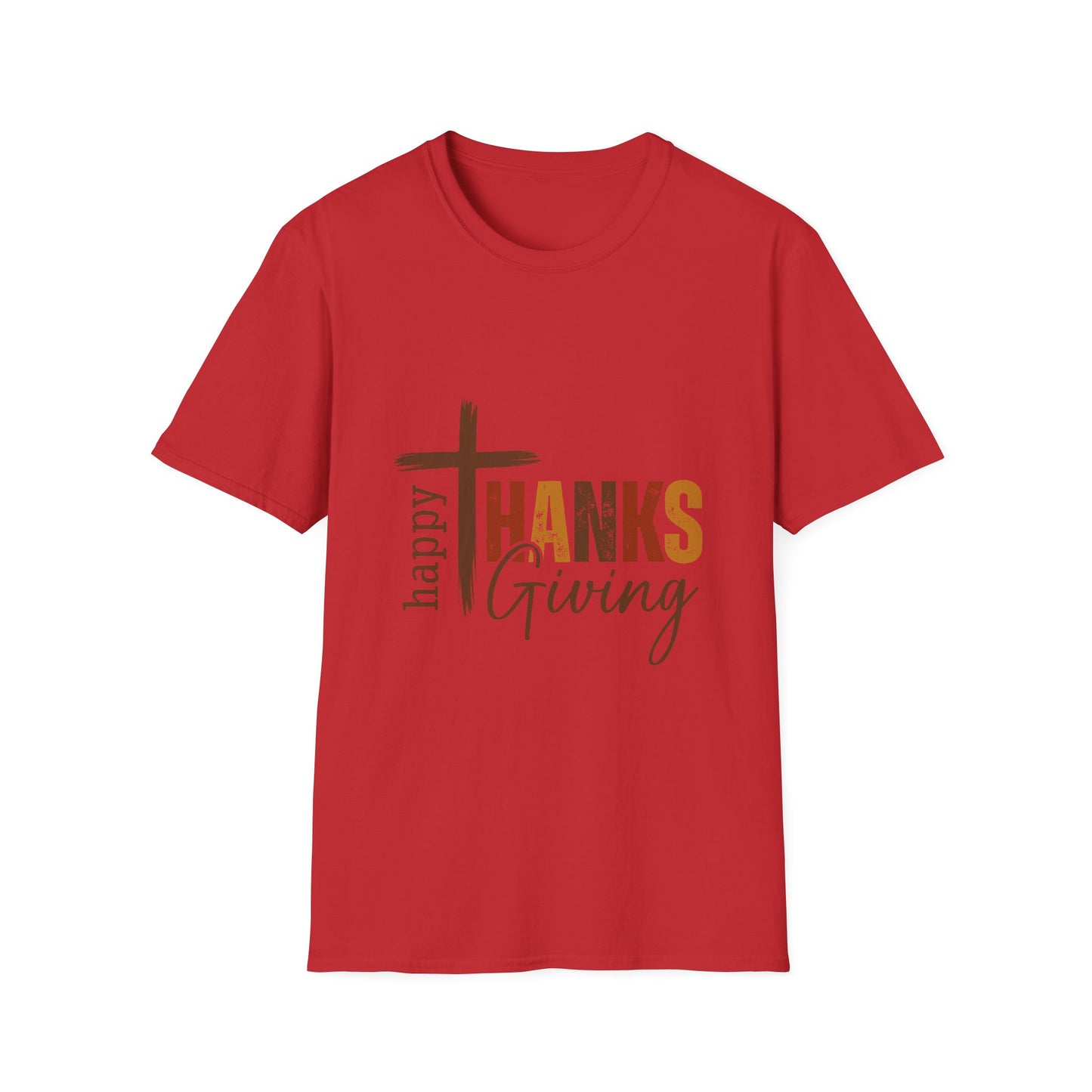 Thanksgiving Cross T‑Shirt — "Happy Thanksgiving" Faithful Fall Tee