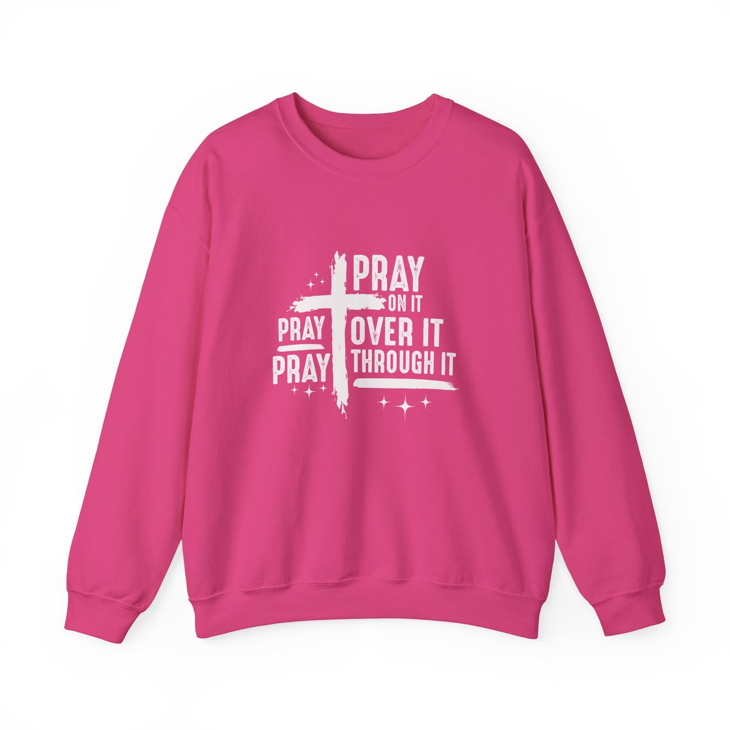 Faith-Inspired Unisex Crewneck Sweatshirt - 'Pray on it, Pray over it, Pray through it'