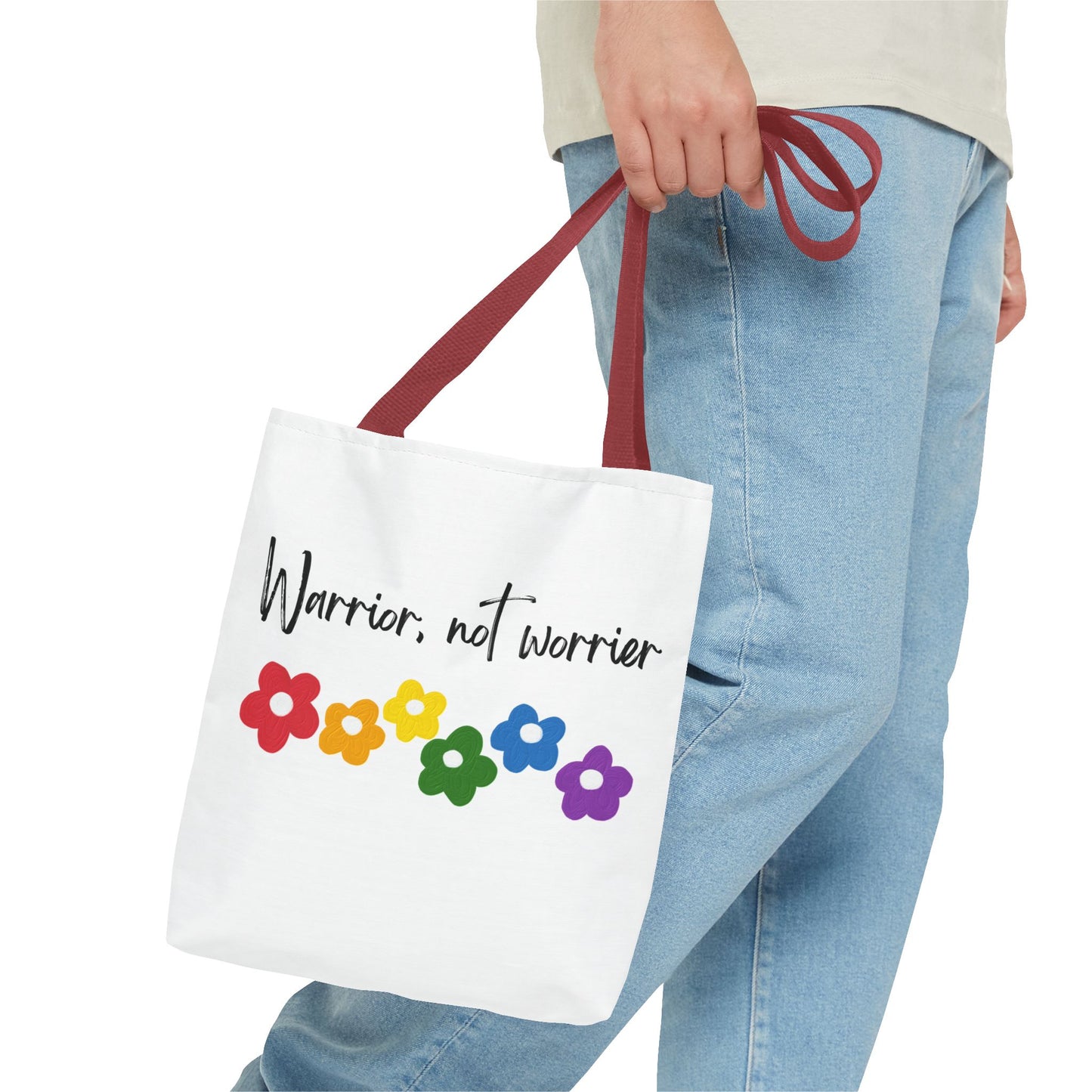 Warrior Not Worrier Floral Tote Bag