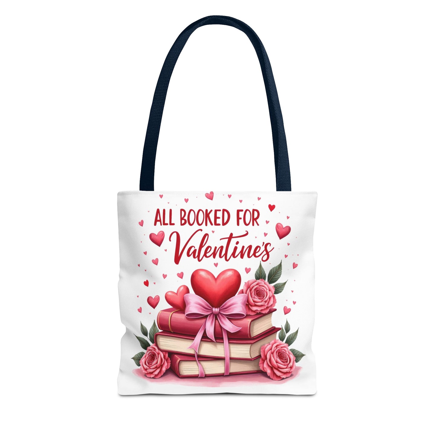 Valentine's Day Tote Bag - 'All Booked for Valentine's' with Floral Design