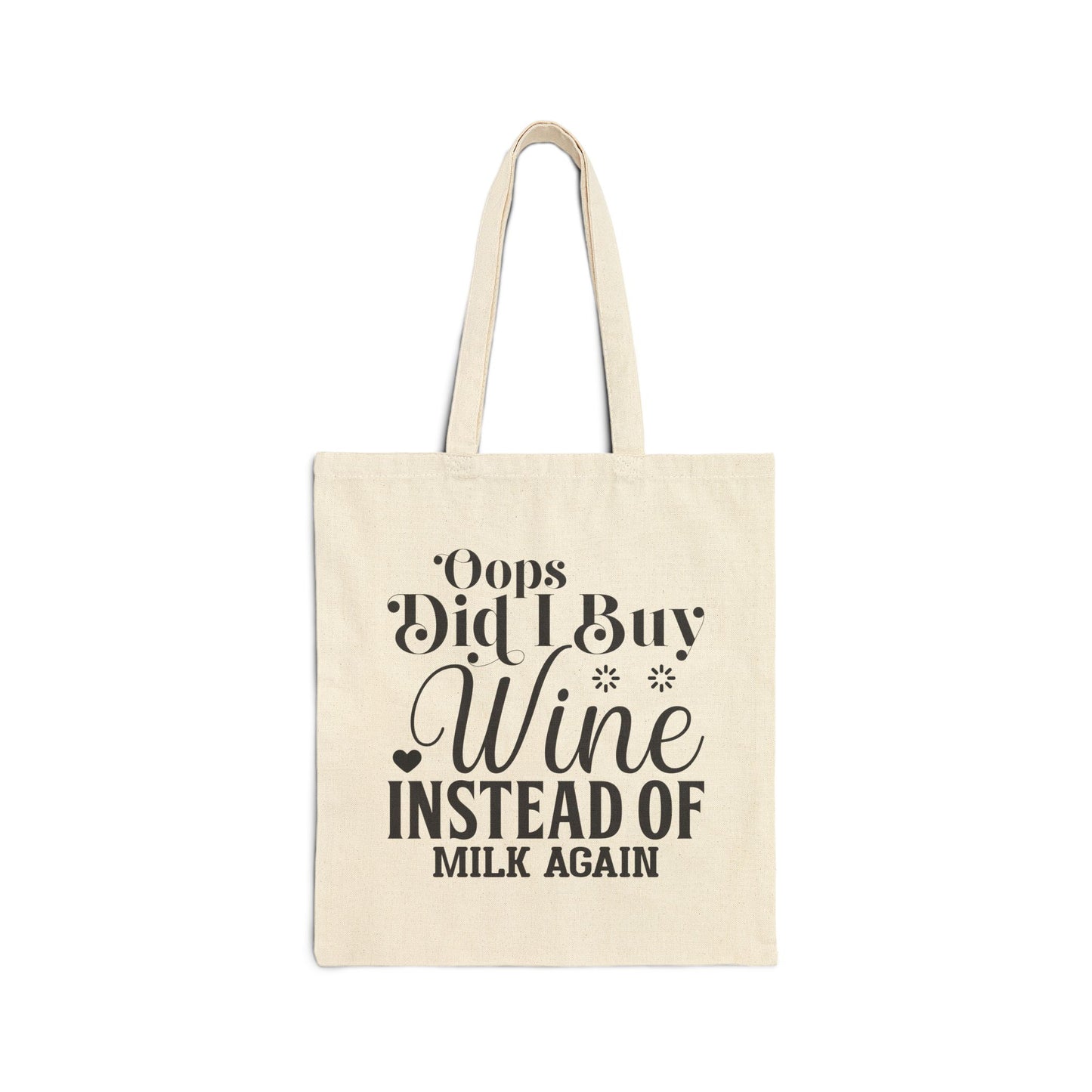 Humorous Wine Tote Bag - "Oops! Did I Buy Wine Instead of Milk Again?"