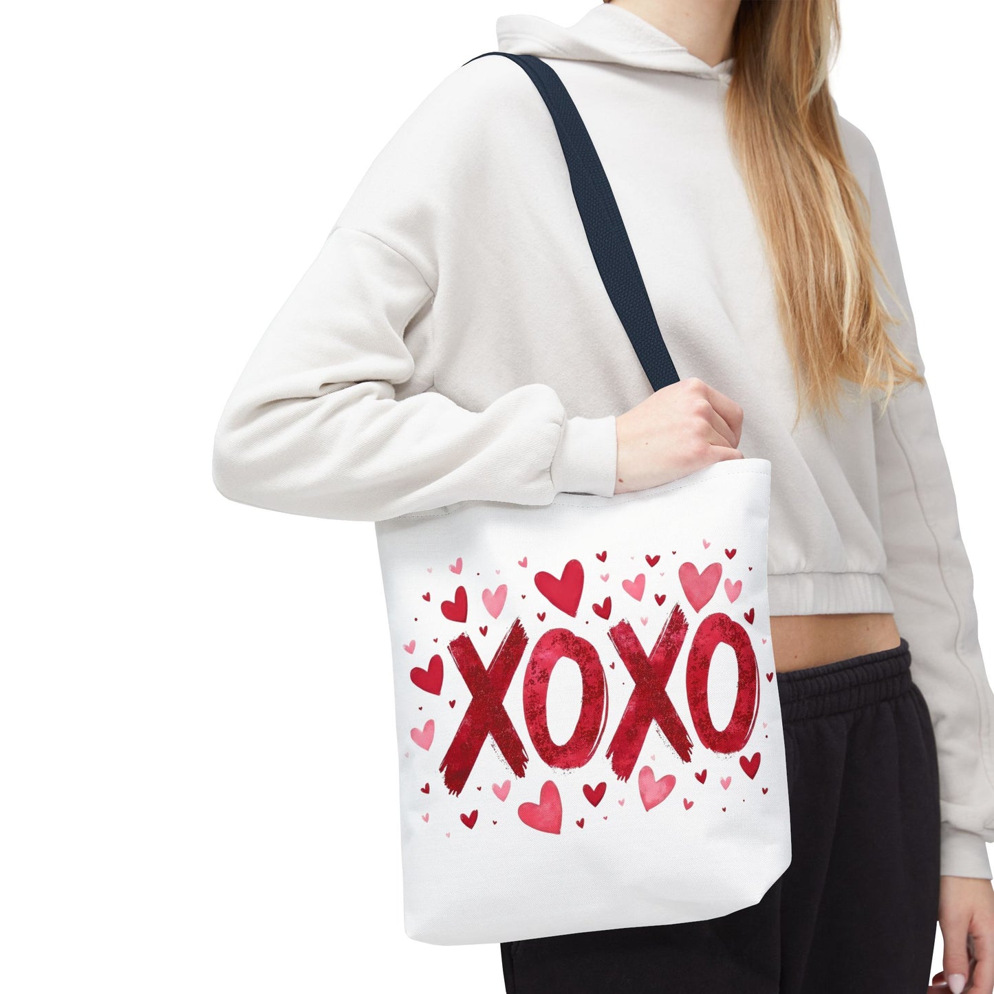 XOXO Hearts Tote Bag - Stylish Reusable Shopping Bag for Valentine's Day and Everyday Use