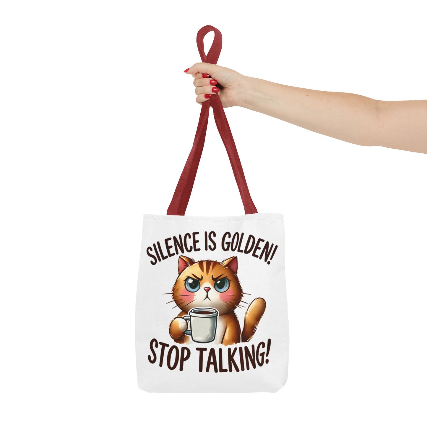 Silence is Golden Cat Tote Bag - Funny Coffee Lover's Gift