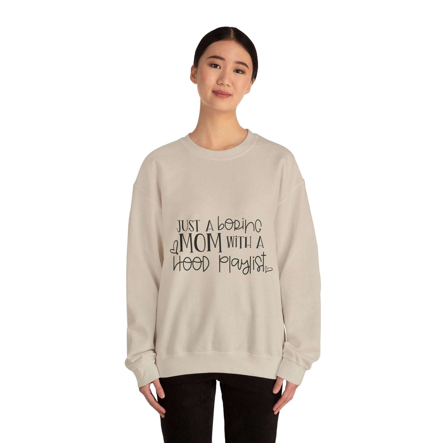 Just a Boring Mom with a Hood Playlist Sweatshirt - Unisex Heavy Blend™ Crewneck