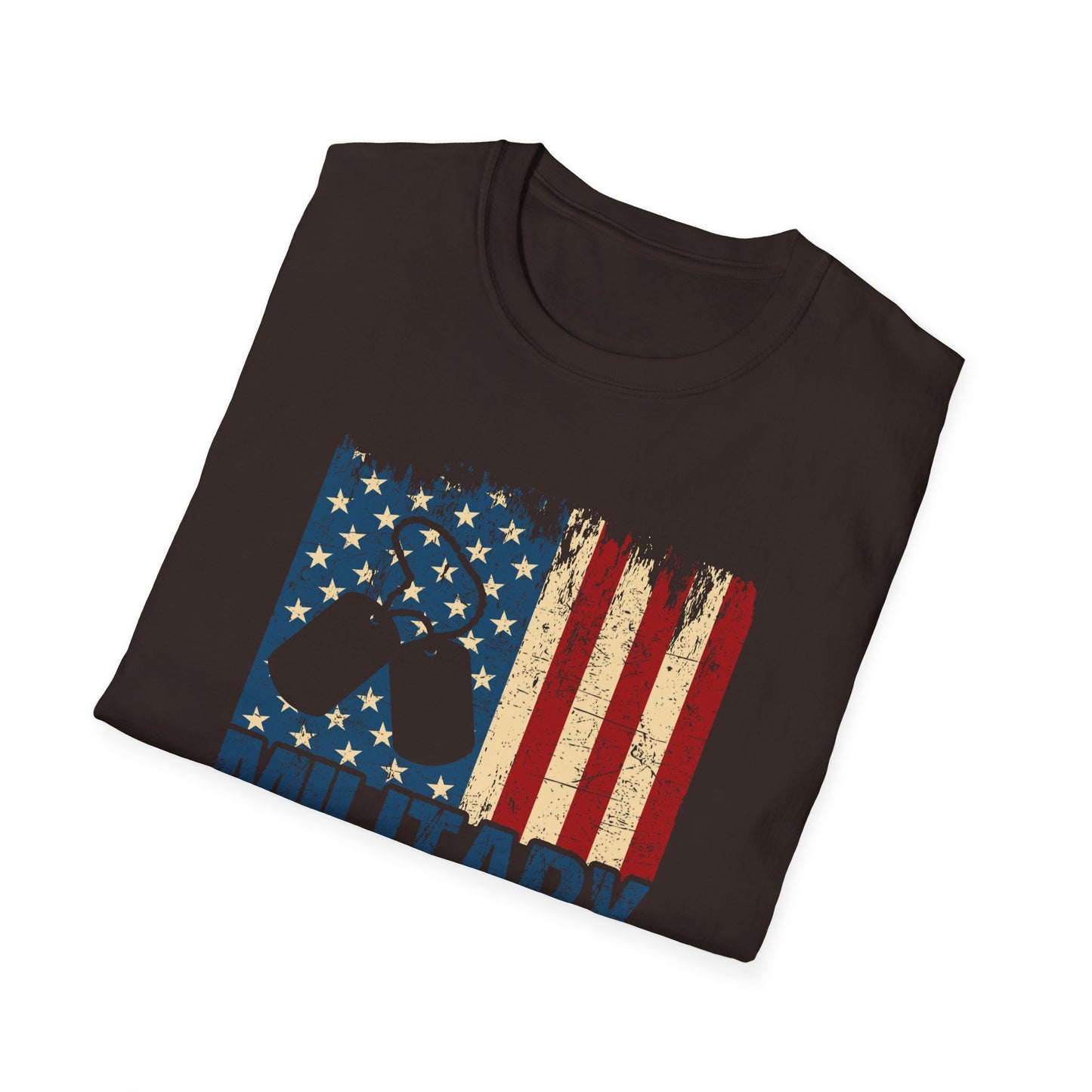 Military Mom T-Shirt – Distressed American Flag & Dog Tag Patriotic Tee