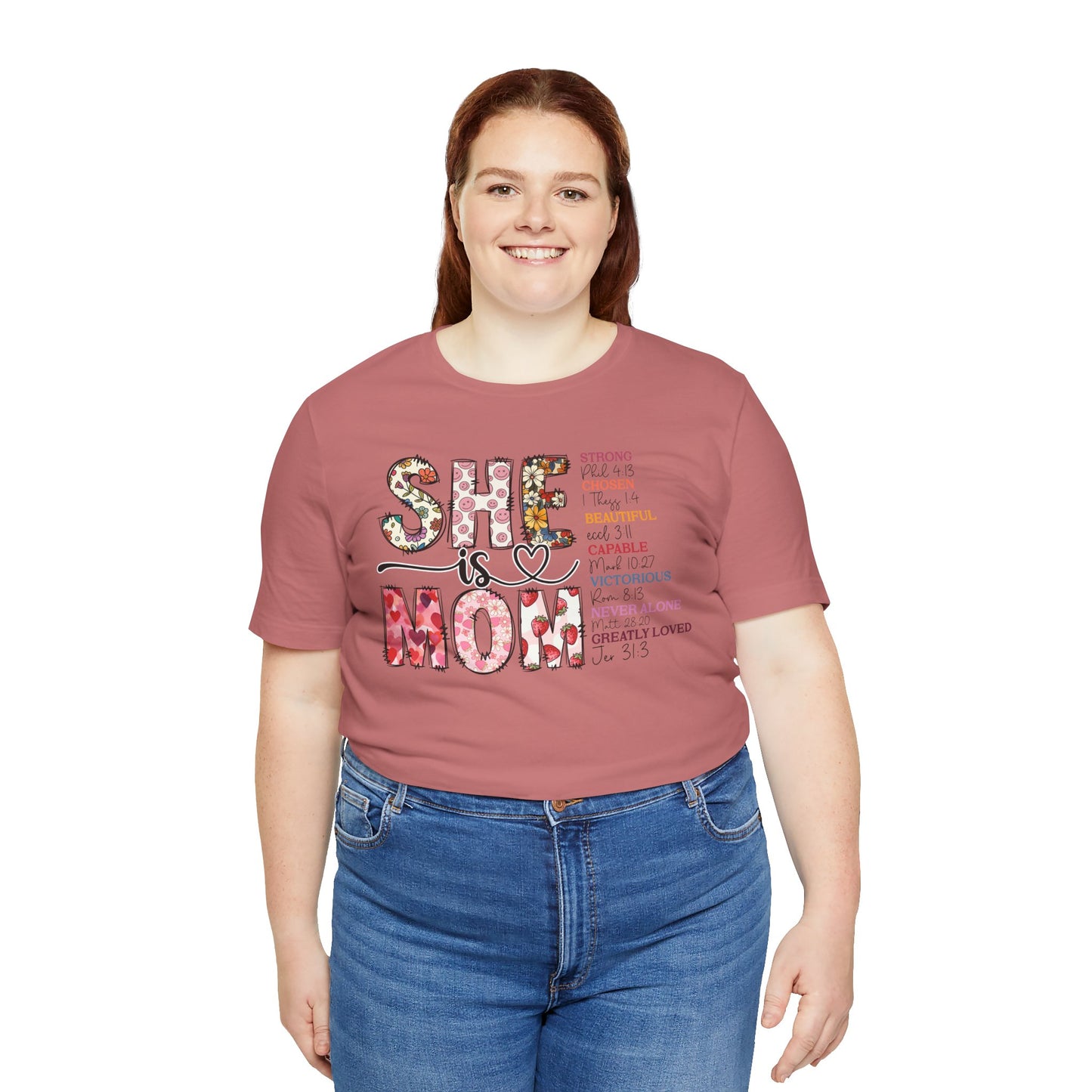 Empowering Unisex Mom Tee - "She is Mom" Floral Design