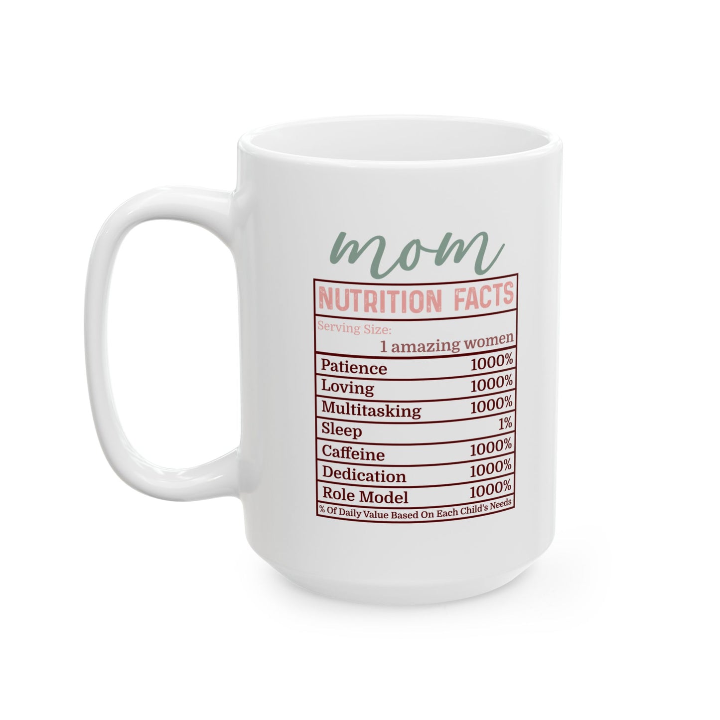 Motivational Nutrition Facts Ceramic Mug - 11oz & 15oz - Perfect Gift for Health Enthusiasts