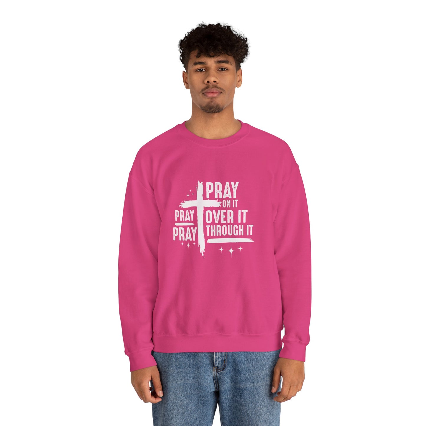 Faith-Inspired Unisex Crewneck Sweatshirt - 'Pray on it, Pray over it, Pray through it'