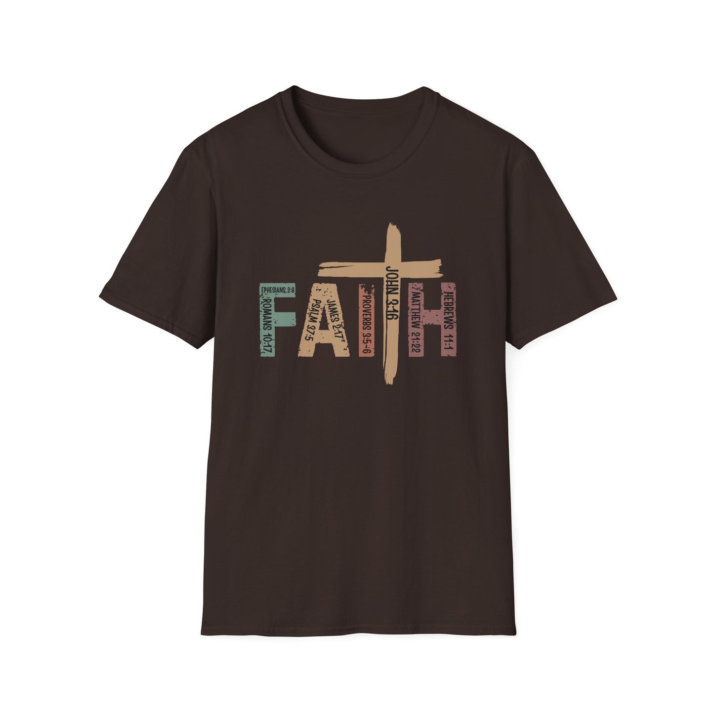 Faith Cross T-Shirt — Rustic Multicolor Christian Tee