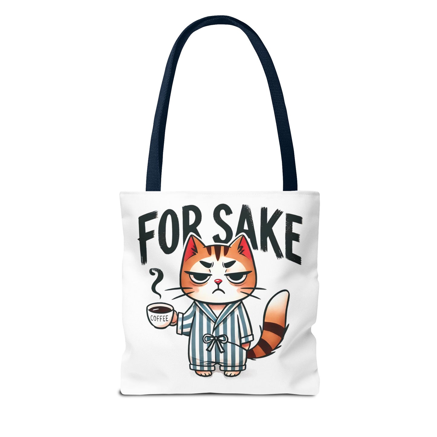 Funny Cat Coffee Tote Bag - 'For Sake' Design - Perfect Gift for Cat Lovers