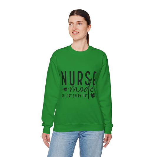 Nurse Mode Crewneck Sweatshirt - All Day Every Day - Perfect Gift for Healthcare Workers