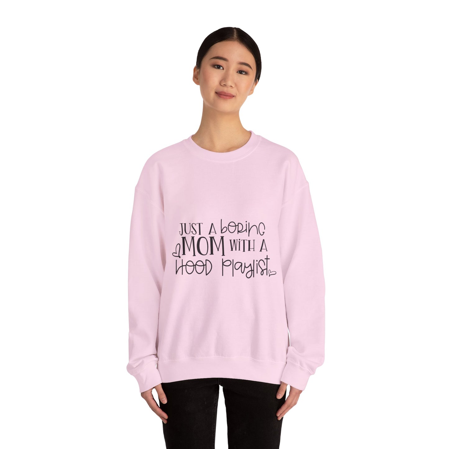 Just a Boring Mom with a Hood Playlist Sweatshirt - Unisex Heavy Blend™ Crewneck