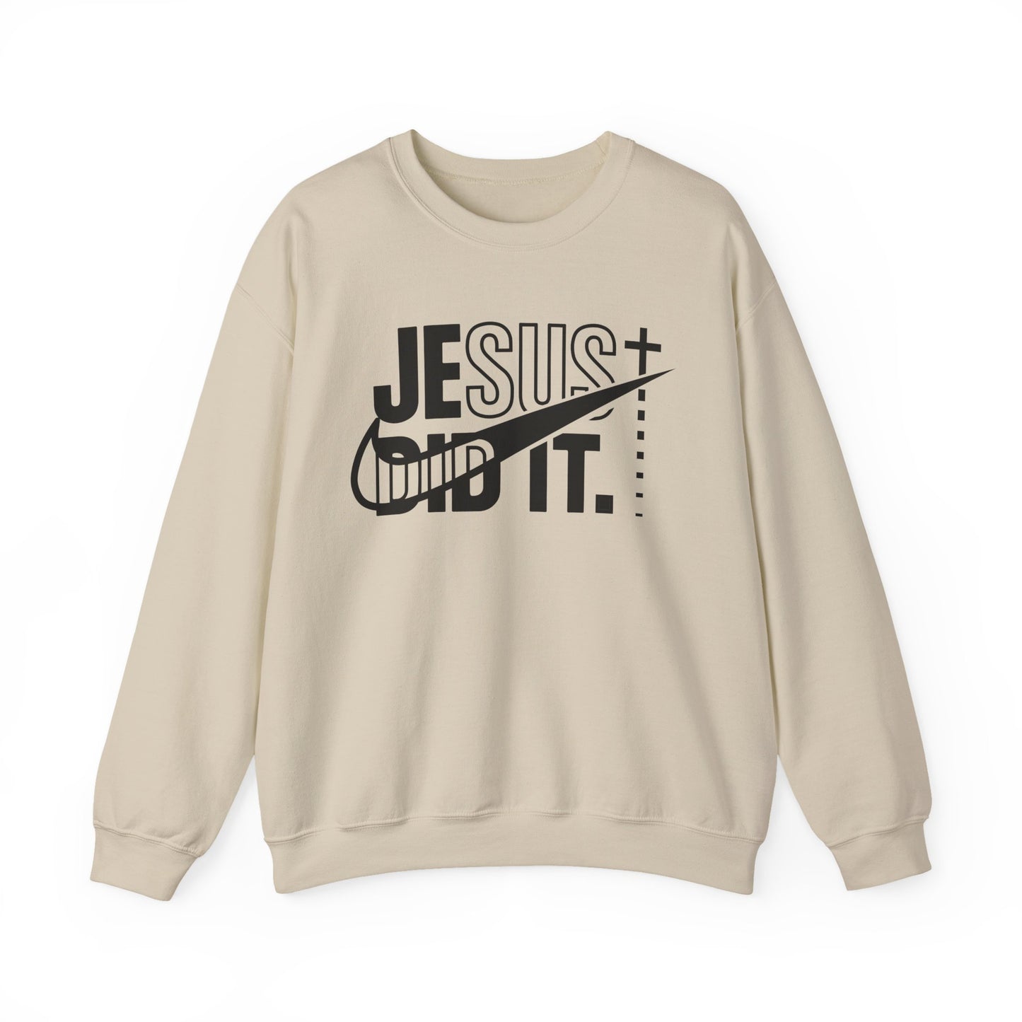 Jesus Did It Crewneck Sweatshirt — Christian Faith Graphic Pullover